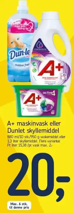 Føtex A+ Maskinvask Eller Dunlet Skyllemiddel tilbud