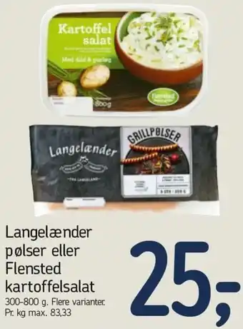 Føtex Langelænder Pølser Eller Flensted Kartoffelsalat 300-800 g tilbud