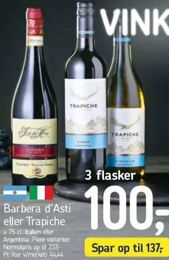 Barbera D'Asti Eller Trapiche 75 cl