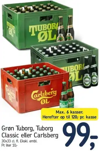 Føtex Grøn Tuborg,Tuborg Classic Eller Carlsberg 30x33 cl tilbud