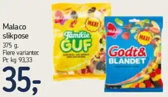 Føtex Malaco Slikpose 375 g tilbud