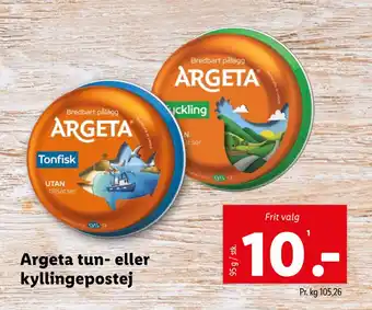 Argeta tun- eller kyllingepostej