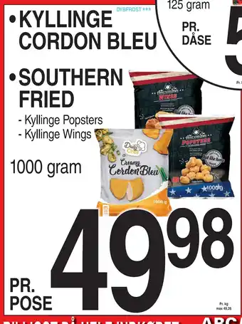 ABC Lavpris KYLLINGE CORDON BLEU • SOUTHERN FRIED tilbud
