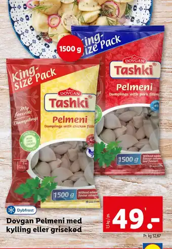 Lidl Dovgan Pelmeni med kylling eller grisekød tilbud