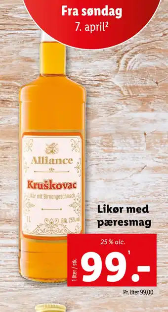 Lidl Likør med pæresmag tilbud