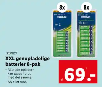 Lidl XXL genopladelige batterier 8-pak tilbud