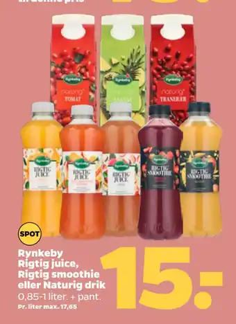 Netto Rynkeby Rigtig juice, Rigtig smoothie eller Naturig drik tilbud