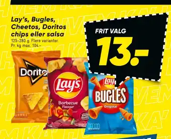 Bilka Lay’s, Bugles, Cheetos, Doritos chips eller salsa tilbud