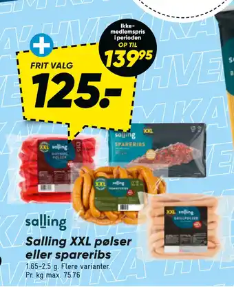 Bilka Salling XXL pølser eller spareribs tilbud