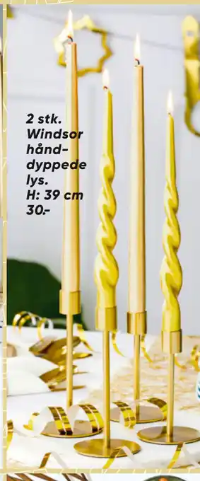 Bilka 2 stk. Windsor hånddyppede lys tilbud