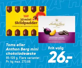 Bilka Toms eller Anthon Berg mini chokoladeæske tilbud