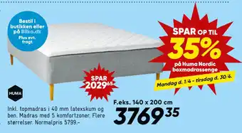 Bilka SPAR OP TIL 35% på Huma Nordic boxmadrassenge tilbud