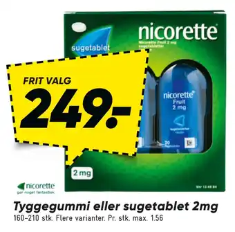 Bilka Tyggegummi eller sugetablet 2mg tilbud