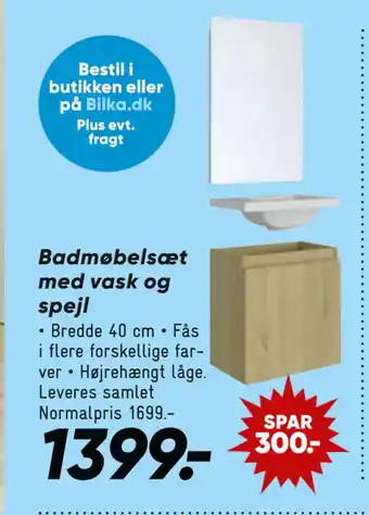 Bilka Badmøbelsæt med vask og spejl tilbud