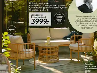 Bilka Loungesofa, 2 stole og bord tilbud