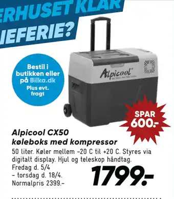 Bilka Alpicool CX50 køleboks med kompressor tilbud