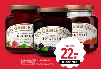 MENY DEN GAMLE FABRIK MARMELADE ELLER RIBSGELÉ tilbud