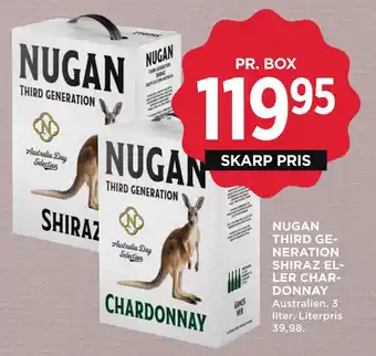 MENY NUGAN THIRD GENERATION SHIRAZ ELLER CHARDONNAY tilbud