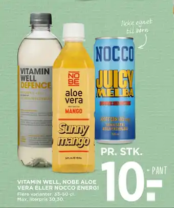 VITAMIN WELL, NOBE ALOE VERA ELLER NOCCO ENERGI
