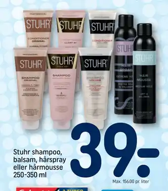 Stuhr shampoo, balsam, hårspray eller hårmousse 250-350 ml