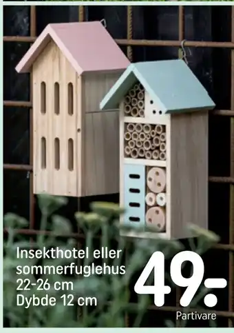 Insekthotel eller sommerfuglehus 22-26 cm Dybde 12 cm