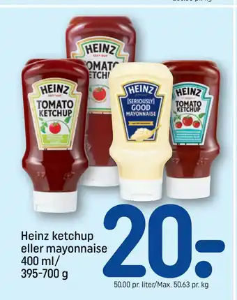 REMA 1000 Heinz ketchup eller mayonnaise 400 ml/ 395-700 g tilbud