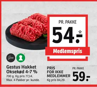 SPAR Gestus Hakket Oksekød 4-7 % tilbud