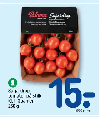 REMA 1000 Sugardrop tomater på stilk Kl. I, Spanien 250 g tilbud
