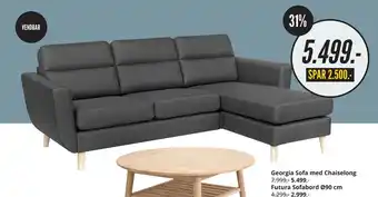 My Home Georgia Sofa med Chaiselong tilbud