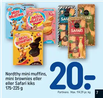 REMA 1000 Nordthy mini muffins, mini brownies eller eller Safari kiks 175-225 g tilbud