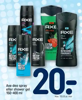 REMA 1000 Axe deo spray eller shower gel 150-400 ml tilbud
