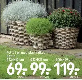 REMA 1000 Potte i pil med plastindlæg Natur tilbud