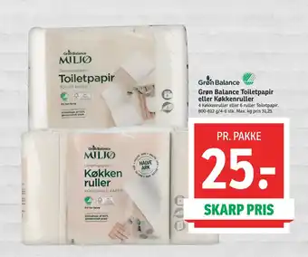 SPAR Grøn Balance Toiletpapir eller Køkkenruller tilbud