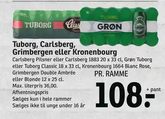 SPAR Tuborg, Carlsberg, Grimbergen eller Kronenbourg tilbud