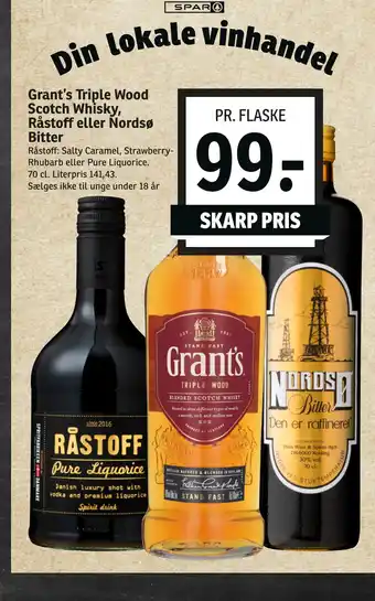 Grant’s Triple Wood Scotch Whisky, Råstoff eller Nordsø Bitter