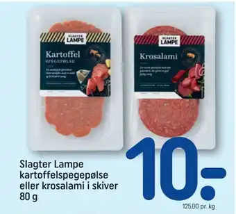 REMA 1000 Slagter Lampe kartoffelspegepølse eller krosalami i skiver tilbud