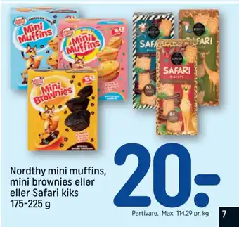 REMA 1000 Nordthy mini muffins, mini brownies eller eller Safari kiks tilbud