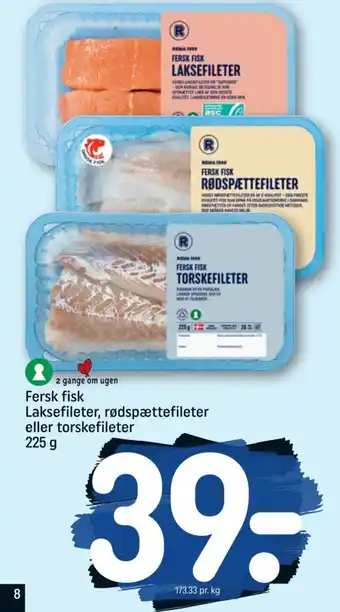 REMA 1000 Fersk fisk Laksefileter, rødspættefileter eller torskefileter tilbud