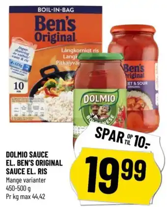 Løvbjerg DOLMIO SAUCE EL. BEN'S ORIGINAL SAUCE EL. RIS tilbud