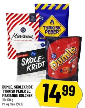 Løvbjerg DUMLE, SKOLEKRIDT, TYRKISK PEBER EL. MARIANNE BOLCHER tilbud