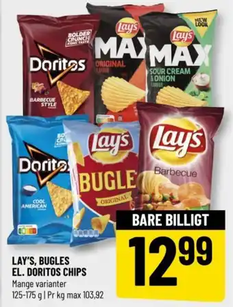 Løvbjerg LAY'S, BUGLES EL. DORITOS CHIPS tilbud