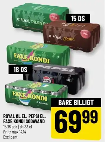 Løvbjerg ROYAL ØL EL. PEPSI EL. FAXE KONDI SODAVAND tilbud