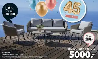 JYSK SANDBAKKE 2 BORDE + SOFA + 2 STOLE tilbud