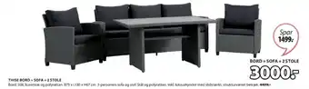 JYSK THISE BORD + SOFA + 2 STOLE tilbud
