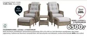 FALKENBERG BORD + 2 STOLE +2 FODSKAMLER