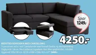 JYSK BEDSTED SOVESOFA MED CHAISELONG tilbud