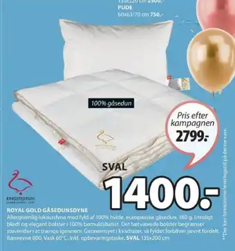 JYSK ROYAL GOLD GÅSEDUNSDYNE tilbud