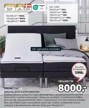JYSK GOLD E5 LATEX ELEVATIONSSENG tilbud