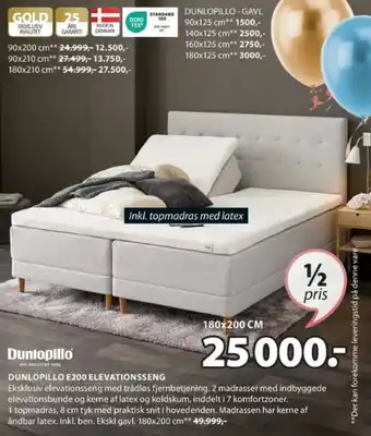 JYSK DUNLOPILLO E200 ELEVATIONSSENG tilbud