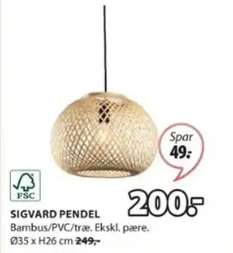 JYSK SIGVARD PENDEL tilbud